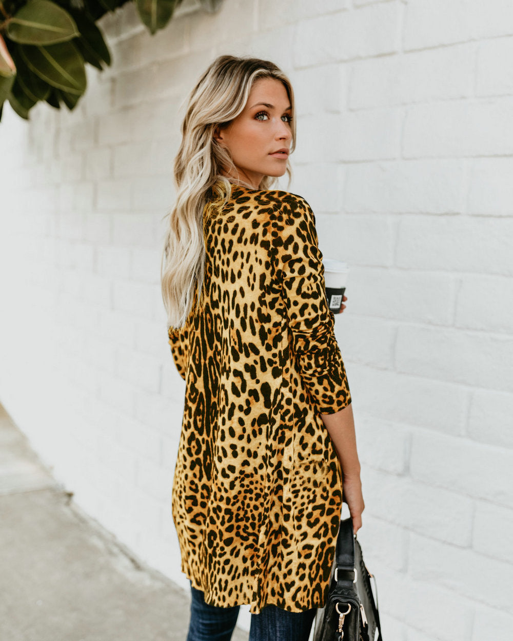 Chic V-neck Leopard Print Jacket