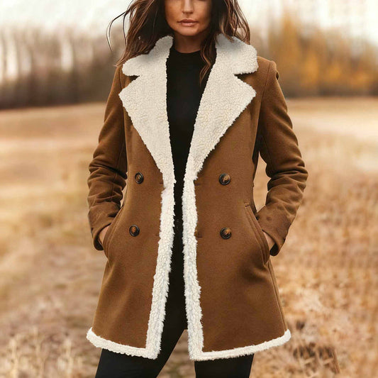Gabardina imitación gamuza para mujer