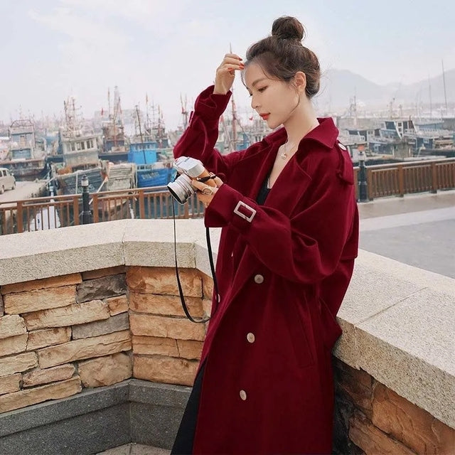 Elegant Autumn Mid-Length Trench for Women