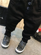 Boy's velvet jeans by Ancient Energy featuring thickening plus fabric and a classic children's jean style.