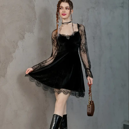 Chic Euro-American Lace Hip-Hop Dress