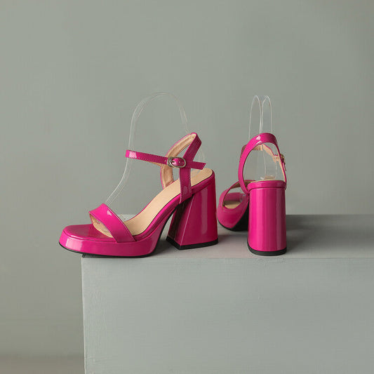 Women's Round Toe Chunky Heel Sandals – Buckle Strap Block Heel
