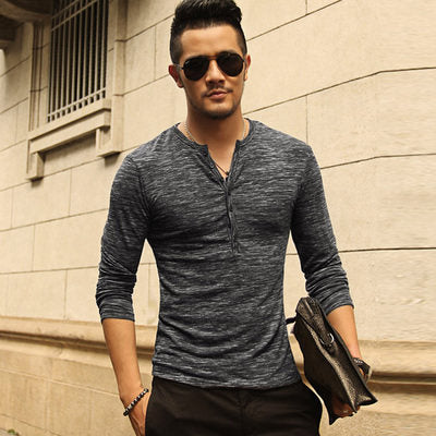 Men's Classic Henley Long Sleeve Tee