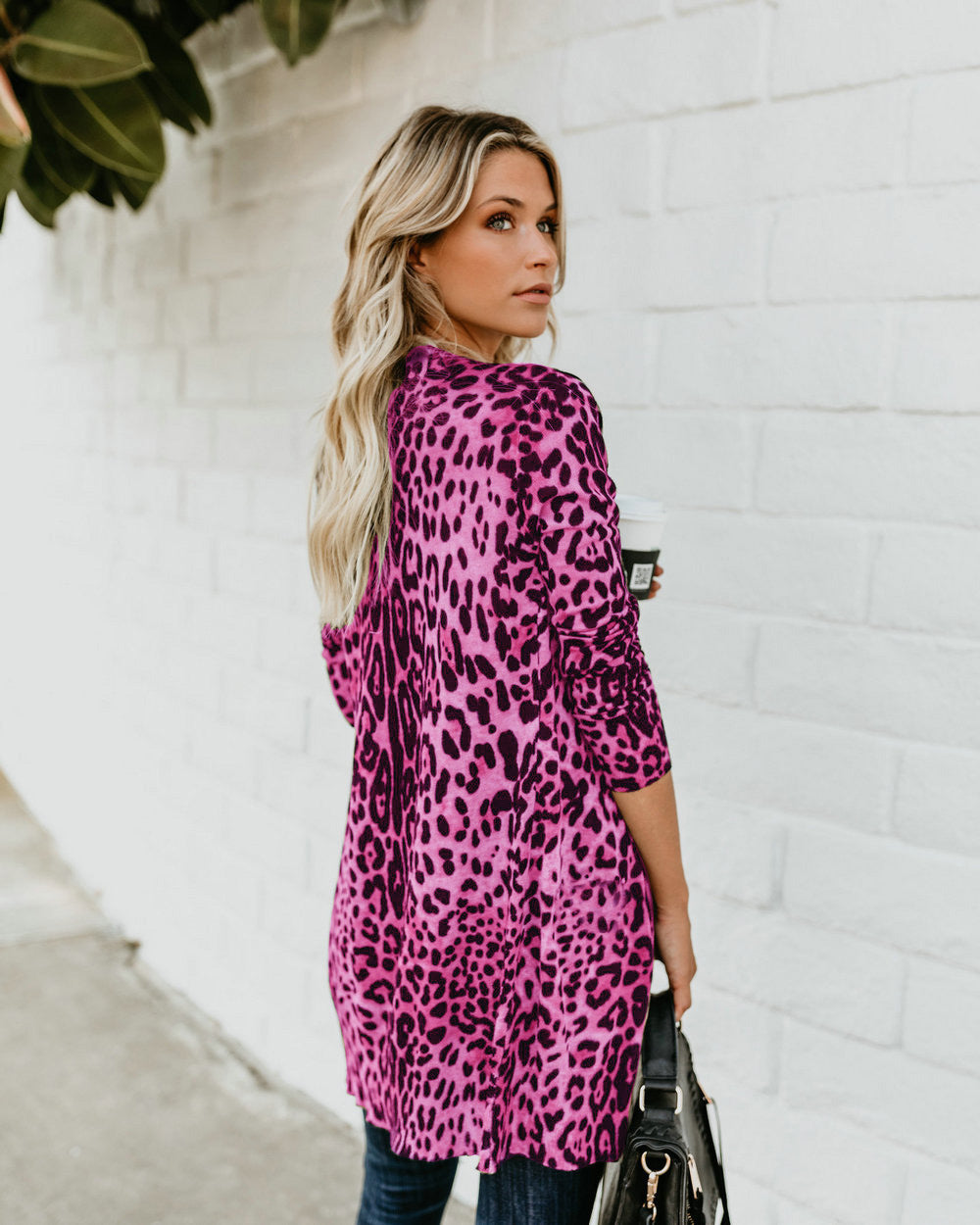 Chic V-neck Leopard Print Jacket