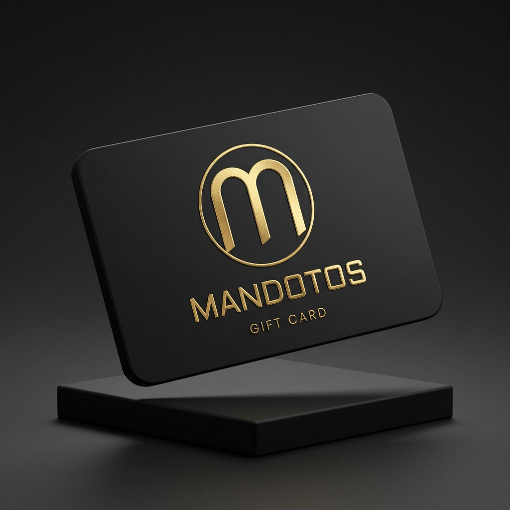3D Mandotos gift card with gold logo
