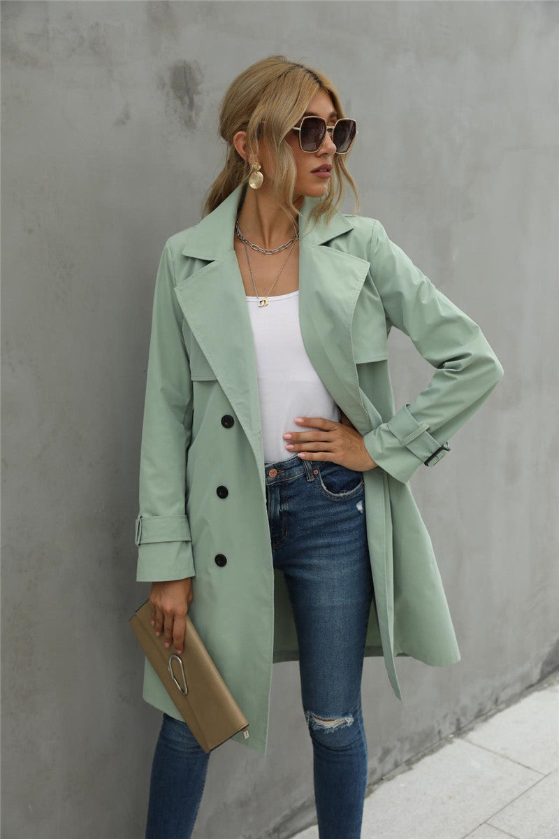 Chic Women's Double Breasted Trench Coat