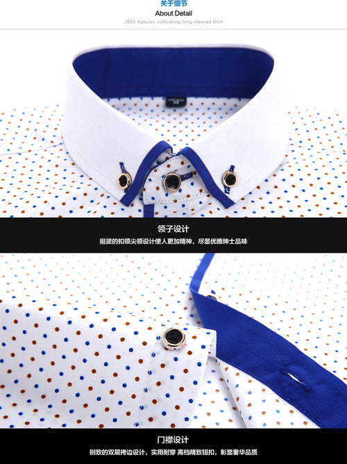 Slim-fit Business Dress Men's Shirt Fashionable Printed Thin Casual Shirt Youth Long-sleeved Fashionable All-match Top for Men