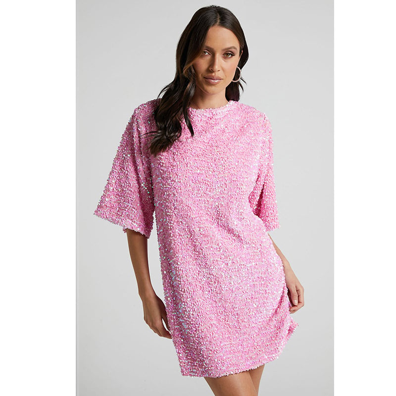 Velvet Glam Sequin V-Neck Mini Dress