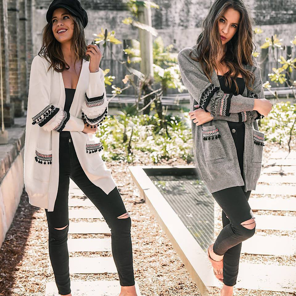 Chic Long Sleeve Women's Cardigan Coat