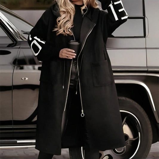 Women’s Letter Print Hooded Coat