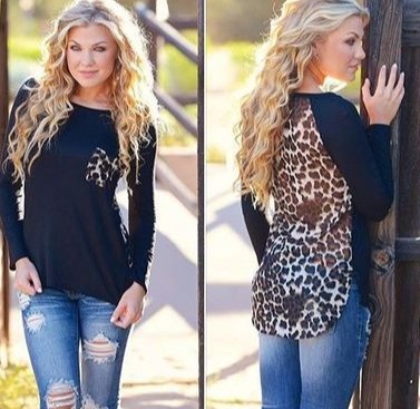Chic Leopard Chiffon Pocket Tee