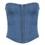 Urban Chic Denim Crop Top - Vintage Y2K Design