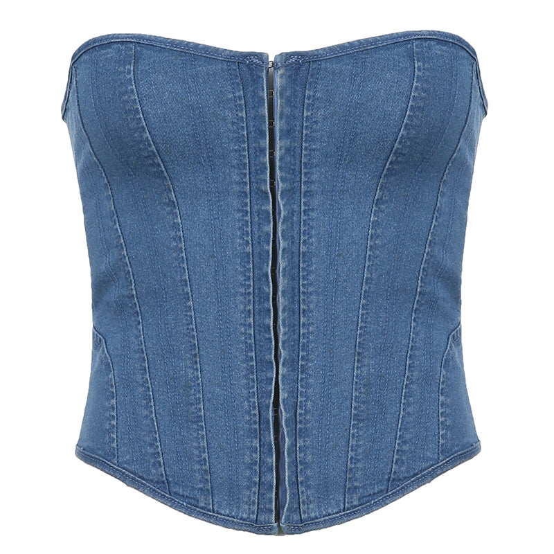 Urban Chic Denim Crop Top - Vintage Y2K Design