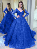 Elegant Sequin V-Neck Gala Dress