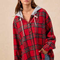 BiBi Brushed Plaid Hooded Jacket