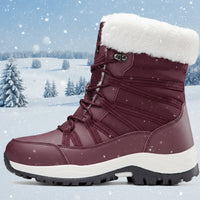 Women’s Winter Fleece-Lined Thicker Non-Slip Cotton-Padded Outdoor Mid-Boots