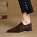 Women's Suede Pointed Toe Chunky Heel Pumps – Deep Vamp Low Heel