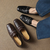 Women’s Sheepskin Square Toe Chunky Heel Pumps