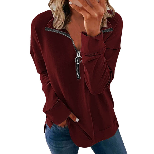Euro-American Zip Detail Casual Tee