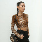 Leopard Frenzy Long Sleeve Crop Tee