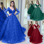 Elegant Sequin V-Neck Gala Dress