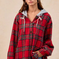 BiBi Brushed Plaid Hooded Jacket