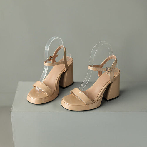 Women's Round Toe Chunky Heel Sandals – Buckle Strap Block Heel