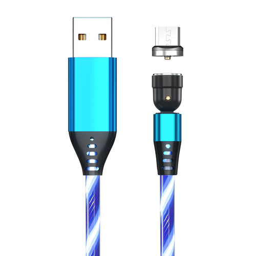 Ancient Energy 540 Rotate Luminous Magnetic Micro USB and Type C charging cable with LED light for fast mobile phone charging
