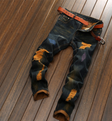 Men's Vintage-Style Distressed Jeans