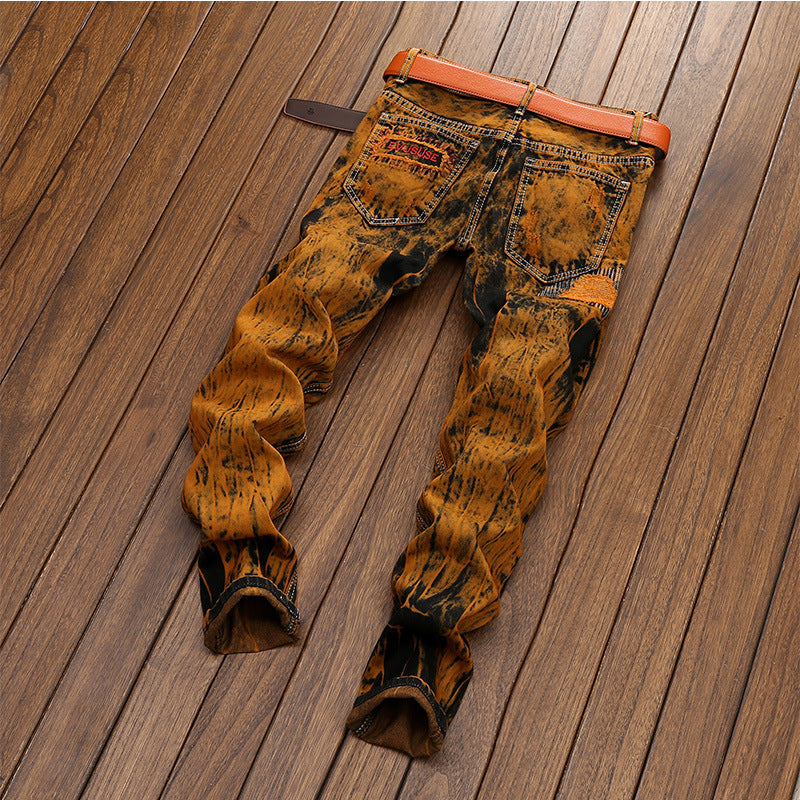 Retro Ripped Straight-Leg Men's Jeans