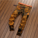 Retro Ripped Straight-Leg Men's Jeans
