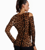 Chic Leopard Print V-Neck Fitted Top