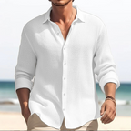 Mandotos International Plus Size Men's Casual White Lapel Shirt
