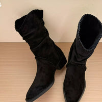 Point Toe Block Heels Boots