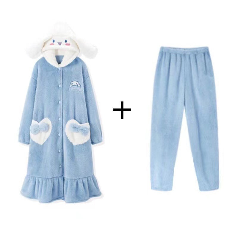 Comfy Cartoon Velvet Pajama Set