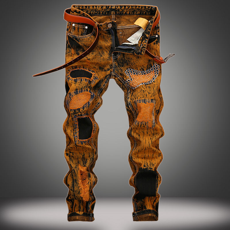 Retro Ripped Straight-Leg Men's Jeans
