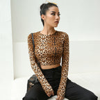 Leopard Frenzy Long Sleeve Crop Tee