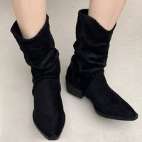 Point Toe Block Heels Boots