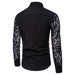 Camisa de hombre clásica negra con cuello de encaje
