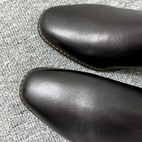 Women’s Retro Square-Toe Mid-Heel Chunky Leather Boots