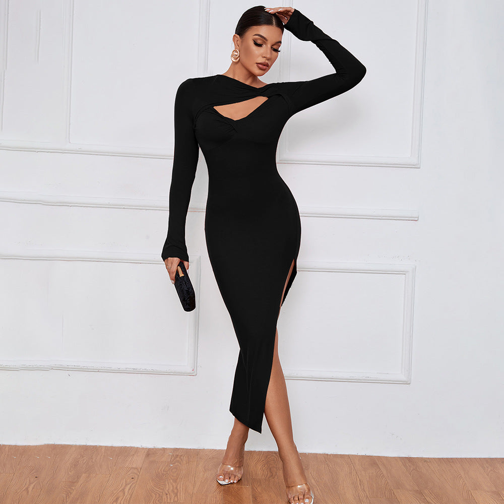 Elegant Slim Maxi Dress with Slit