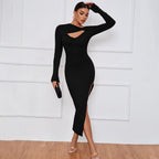 Elegant Slim Maxi Dress with Slit