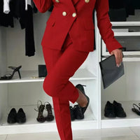 Traje de chaqueta con solapa y abotonadura y pantalón ajustado – 15 colores XS–XXL