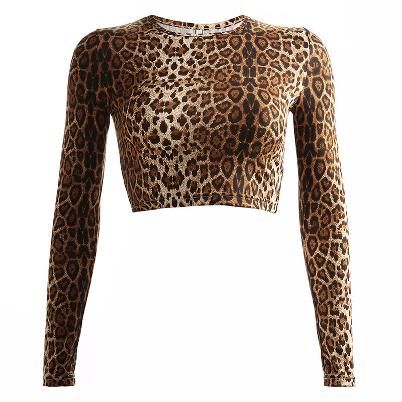 Leopard Frenzy Long Sleeve Crop Tee