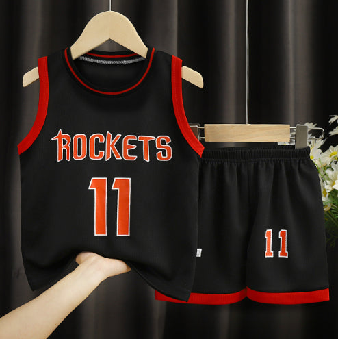 Children's sports basketball outfit by Ancient Energy, boys' suit with athletic design, suitable for active kids and sports activities.
