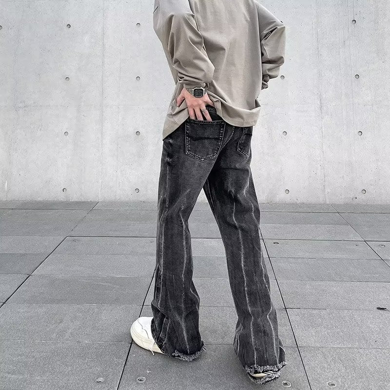 Urban Washed Distressed Wide-Leg Denims