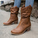 Women's Slouchy Mid-Calf Western Cowboy Boots with Block Heel