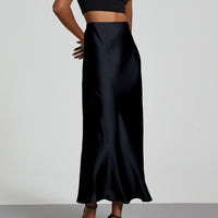 In-Stock Cross-Border Women's Clothing Wholesale European and American Style Elegant Satin Midi Skirt Slimming and Flowy