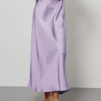 In-Stock Cross-Border Women's Clothing Wholesale European and American Style Elegant Satin Midi Skirt Slimming and Flowy