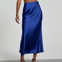 In-Stock Cross-Border Women's Clothing Wholesale European and American Style Elegant Satin Midi Skirt Slimming and Flowy